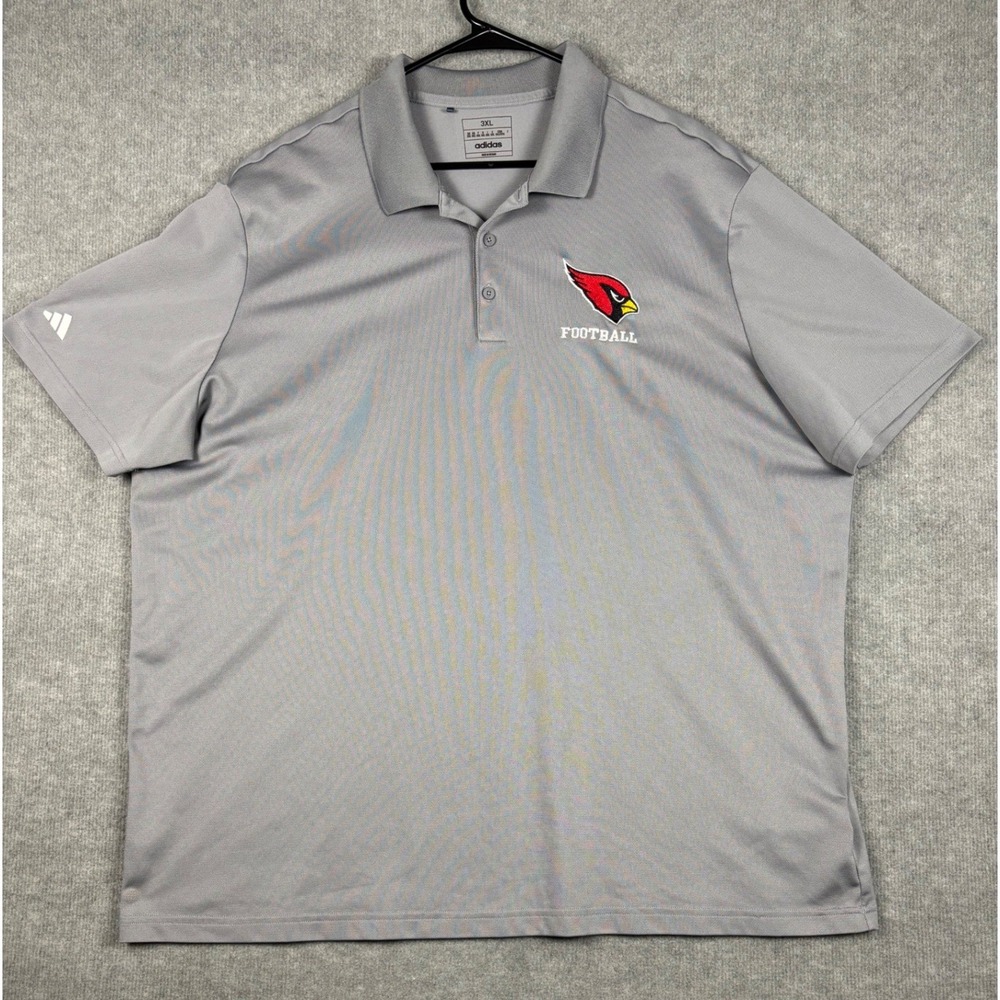 Adidas Arizona Cardinals Football Polo Shirt 3XL Gray Short Sleeve Mens